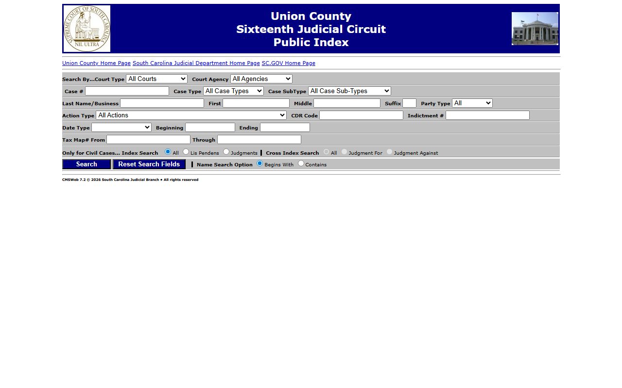 Union County court records after jail arrest Public Index search